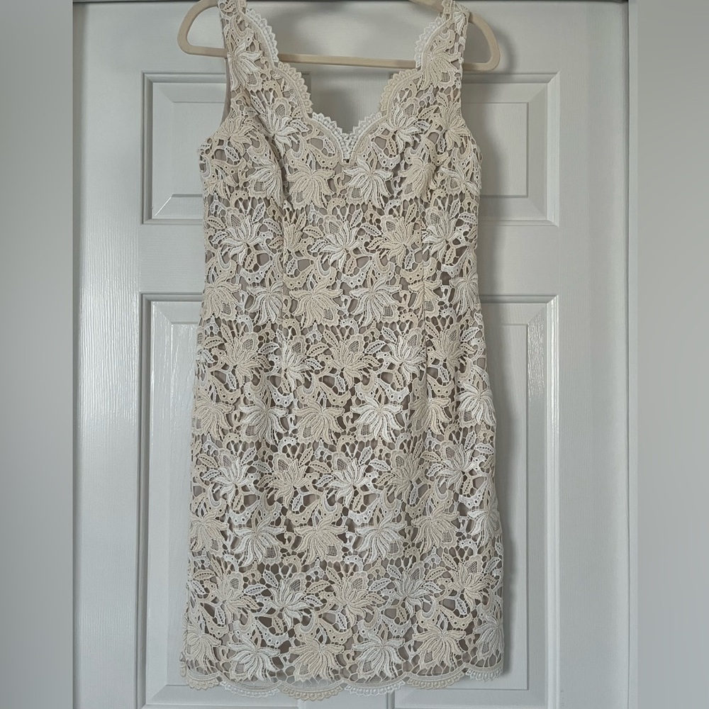 Ann Taylor Vintage Floral Lace Dress, size 2, Sand Castle - Picture 3 of 6